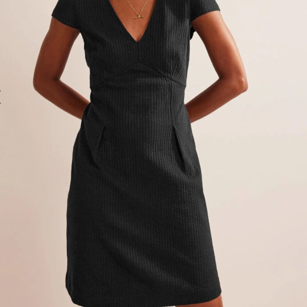 Boden Black Seersucker Jersey Tea Dress